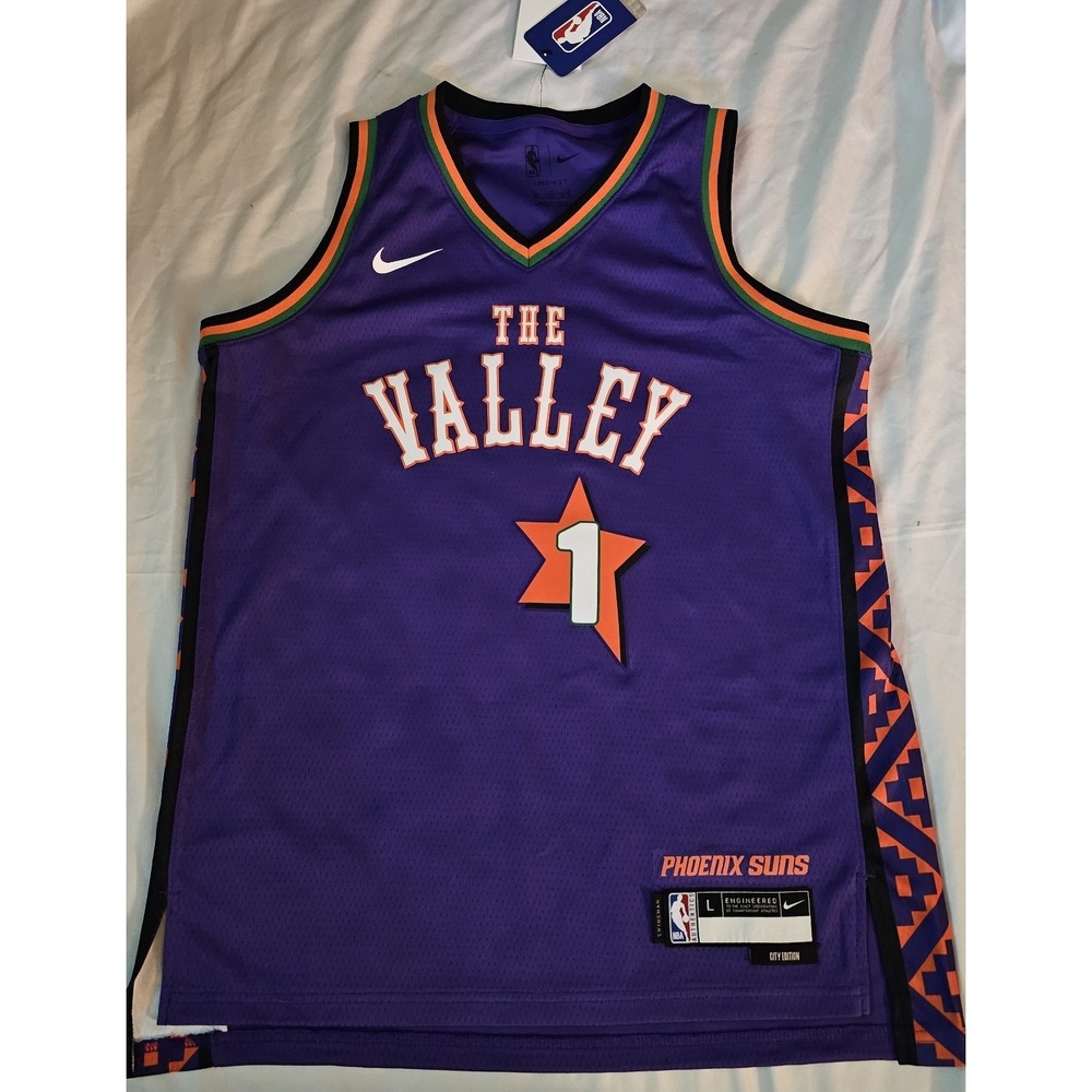 NWT PHOENIX SUNS The Valley Devin Booker NBA Nike Purple Jersey Youth Large